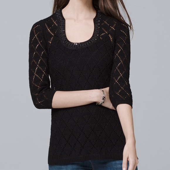 White House Black Market Sweaters - WHBM EMBELLISHED NECK SWEATER